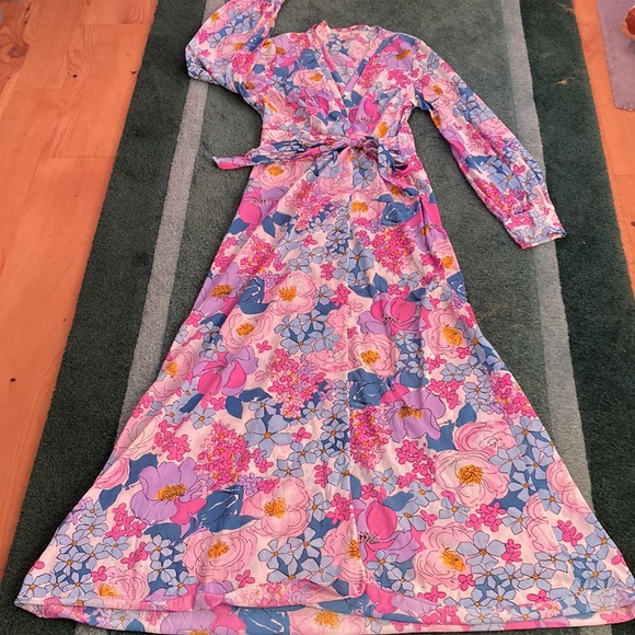 Sears Pastel Floral Nightgown & Matching Robe Size 32.  100% Nylon.  Beautiful! - Picture 5 of 8